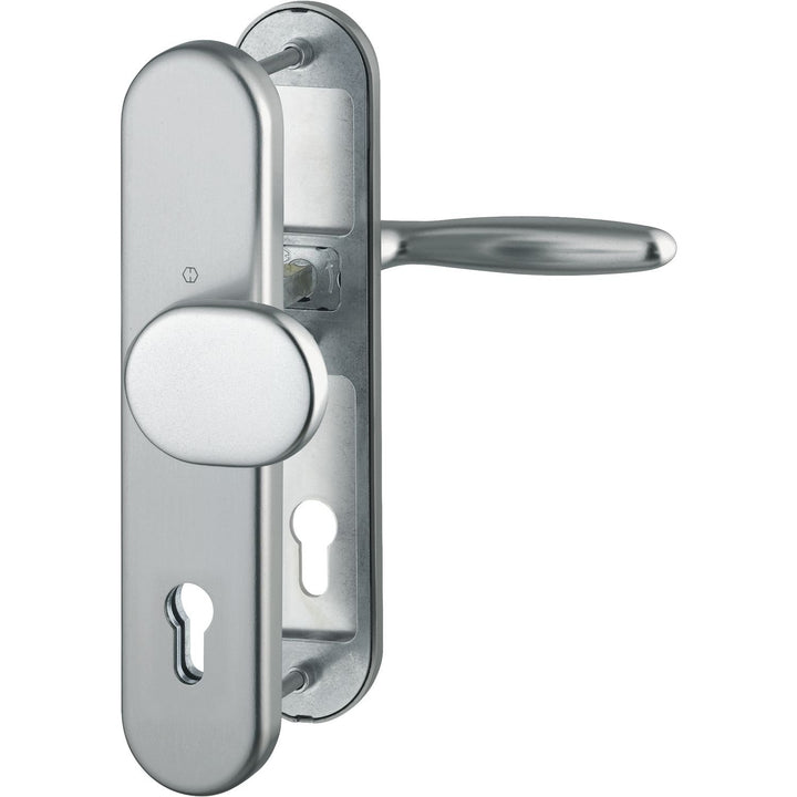 HOPPE Haustür Eingangstür Wechselgarnitur VERONA - Ö-Norm Entfernung 88mm, Aluminium Edelstahl-Effek