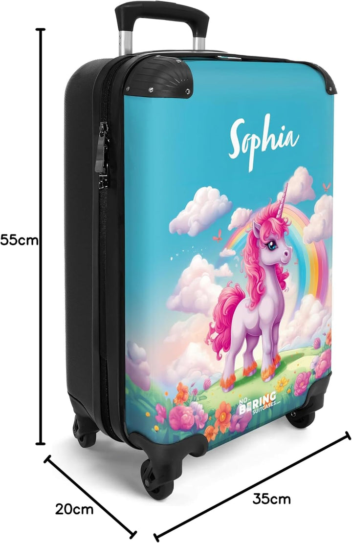 NoBoringSuitcases.com® Kinderkoffer Mädchen - Koffer Kinder Mädchen - Einhorn - Farbenfroh - Kinder