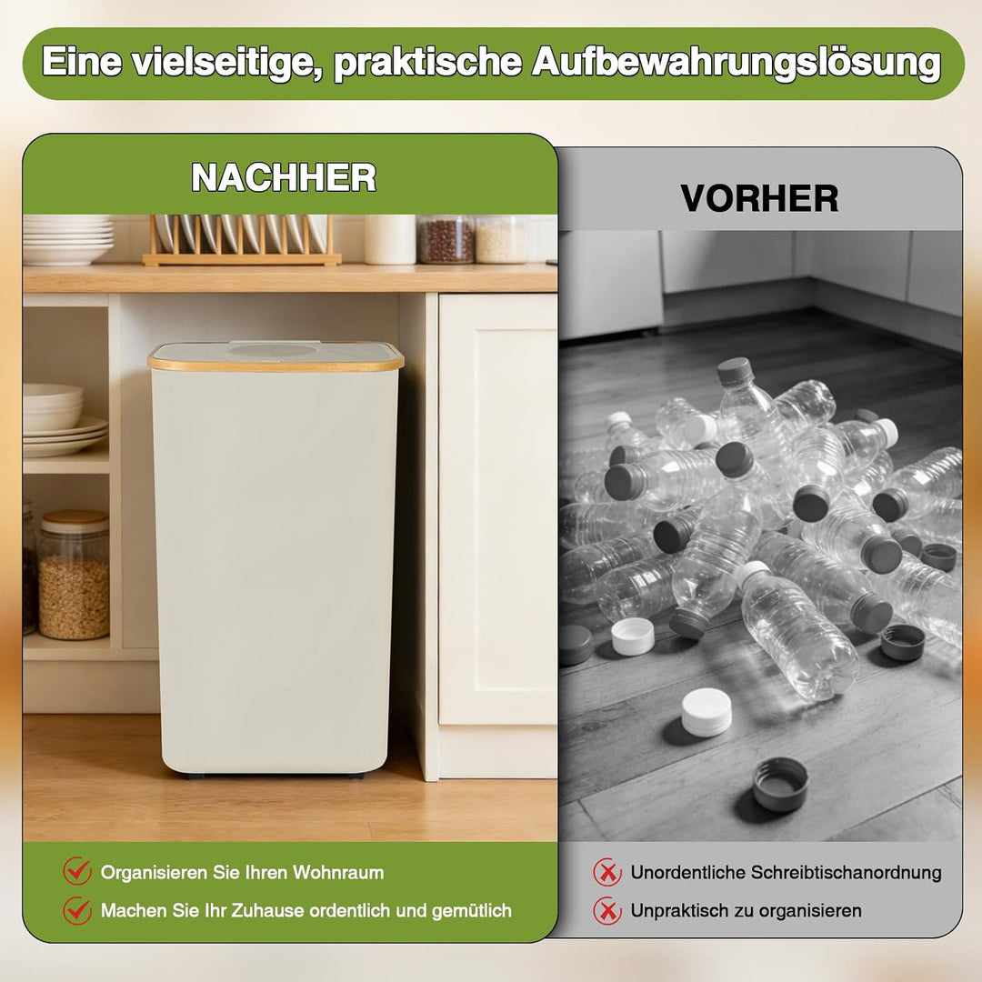 Pfandflaschen Sammelbehälter 110L, Gross Pfandflaschen Behälter mit 2 Tragetaschen und Deckel, Faltb