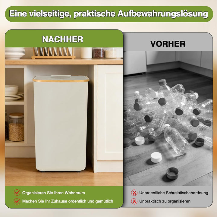 Pfandflaschen Sammelbehälter 110L, Gross Pfandflaschen Behälter mit 2 Tragetaschen und Deckel, Faltb