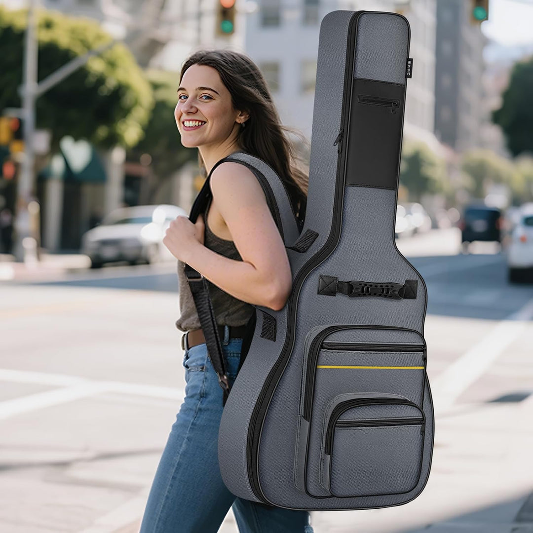 Akustikgitarrentasche, 40/41/42 Zoll Gitarren-Gigbag mit 10 mm dicker Polsterung &amp; mehreren Taschen,