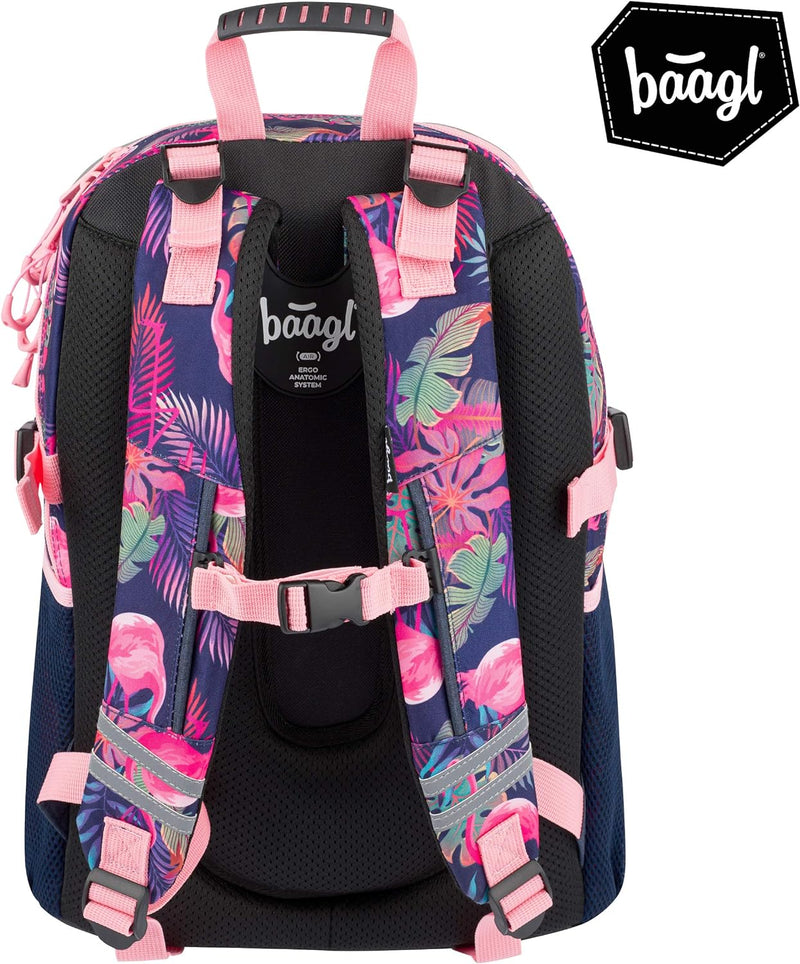 Baagl Kinderrucksack, Schulrucksack für Kinder mit ergonomisch geformter Rücken, Brustgurt und refle