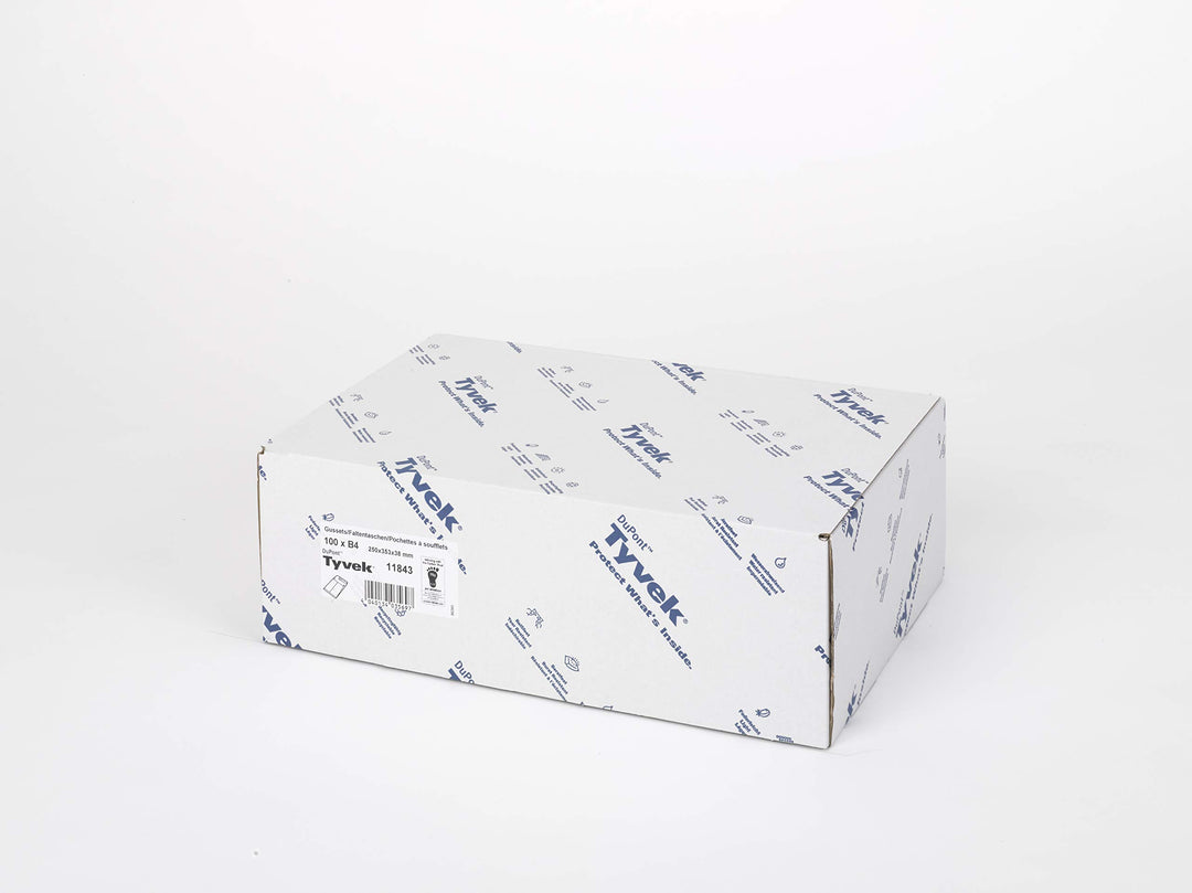 Tyvek Faltentasche mit Spitzboden B4 (353x250x38mm) haftklebend weiss 55g 100 Stück