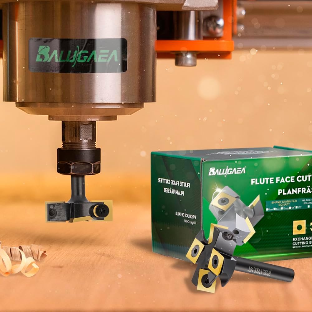 BALUGAEA Planfräser 8mm Schaft Durchmesser 38,1 mm Hobelfräser Holz Abflachfräser mit TiN-besch Hart