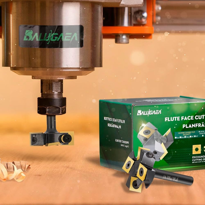 BALUGAEA Planfräser 8mm Schaft Durchmesser 38,1 mm Hobelfräser Holz Abflachfräser mit TiN-besch Hart