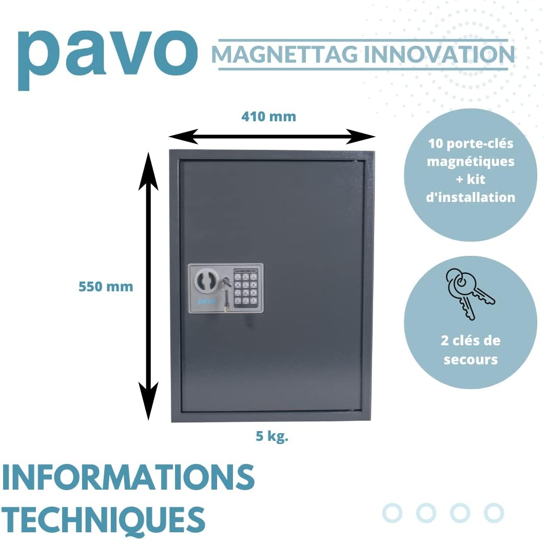 Pavo 8013876 HS Kabinett Magnetags, Metall, Dunkelgrau, Gross