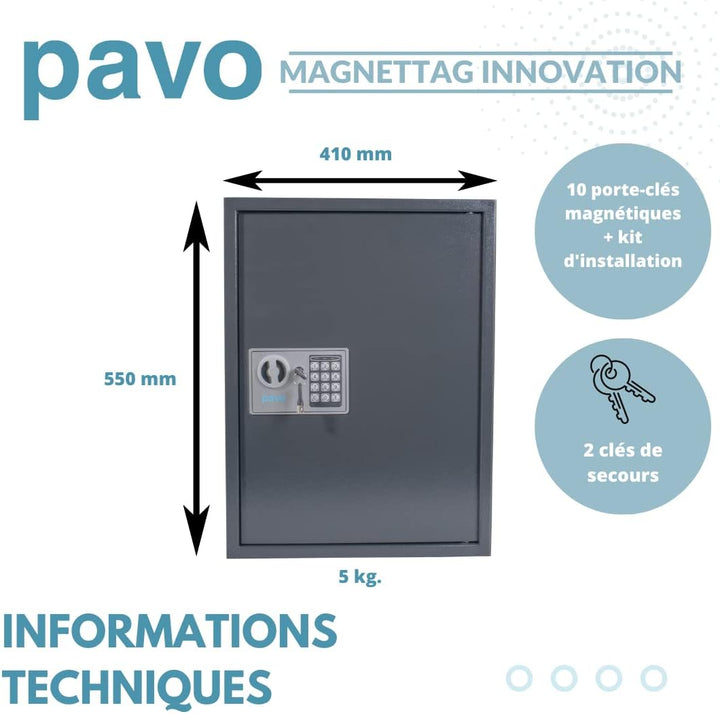 Pavo 8013876 HS Kabinett Magnetags, Metall, Dunkelgrau, Gross