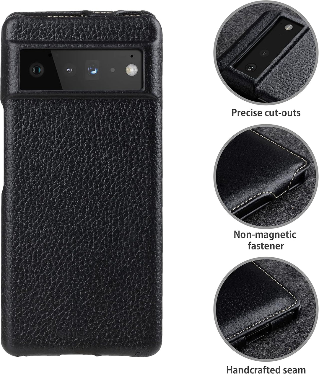 STILGUT UltraSlim kompatibel mit Google Pixel 6 Pro Hülle - Pixel 6 Pro Flip Case aus Leder, Klapphü