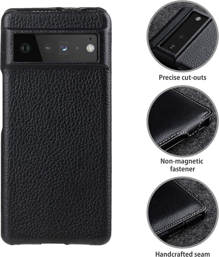 STILGUT UltraSlim kompatibel mit Google Pixel 6 Pro Hülle - Pixel 6 Pro Flip Case aus Leder, Klapphü