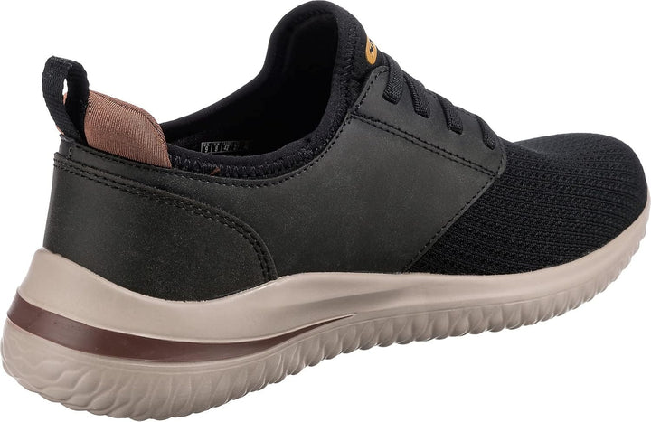 Skechers Herren Delson 3.0 Mooney Runde Zehenpartie, Bungee-Schnür-Slipper 42 EU Black Knitted Mesh,