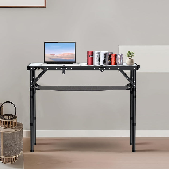 Anbte Campingtisch Klappbar 88x40cm Aluminium Rahmen 3 Höhenverstellbar 26/48/70cm Picknicktisch mit