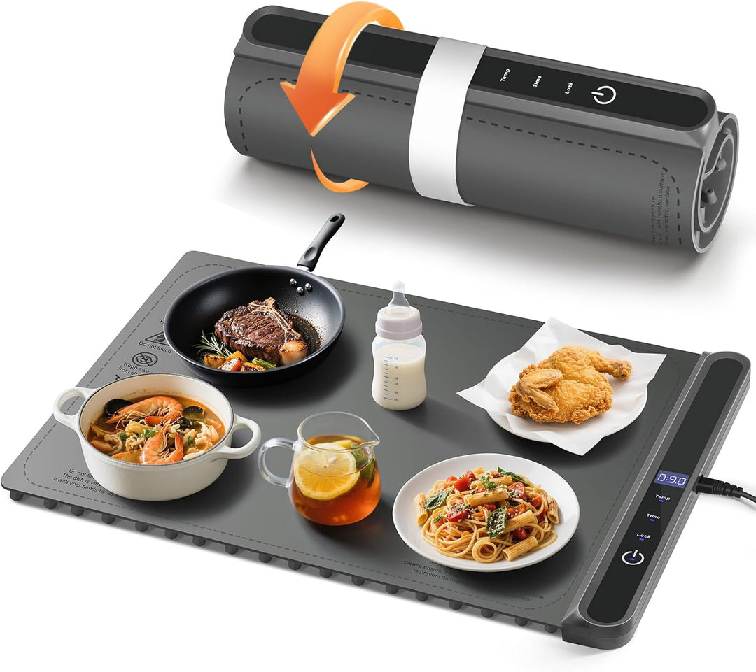 AUTOPkio Warmhalteplatte Elektrisch, Speisenwärmer Wärmeplatte 300W für Speisen Buffetwärmer 6 Tempe