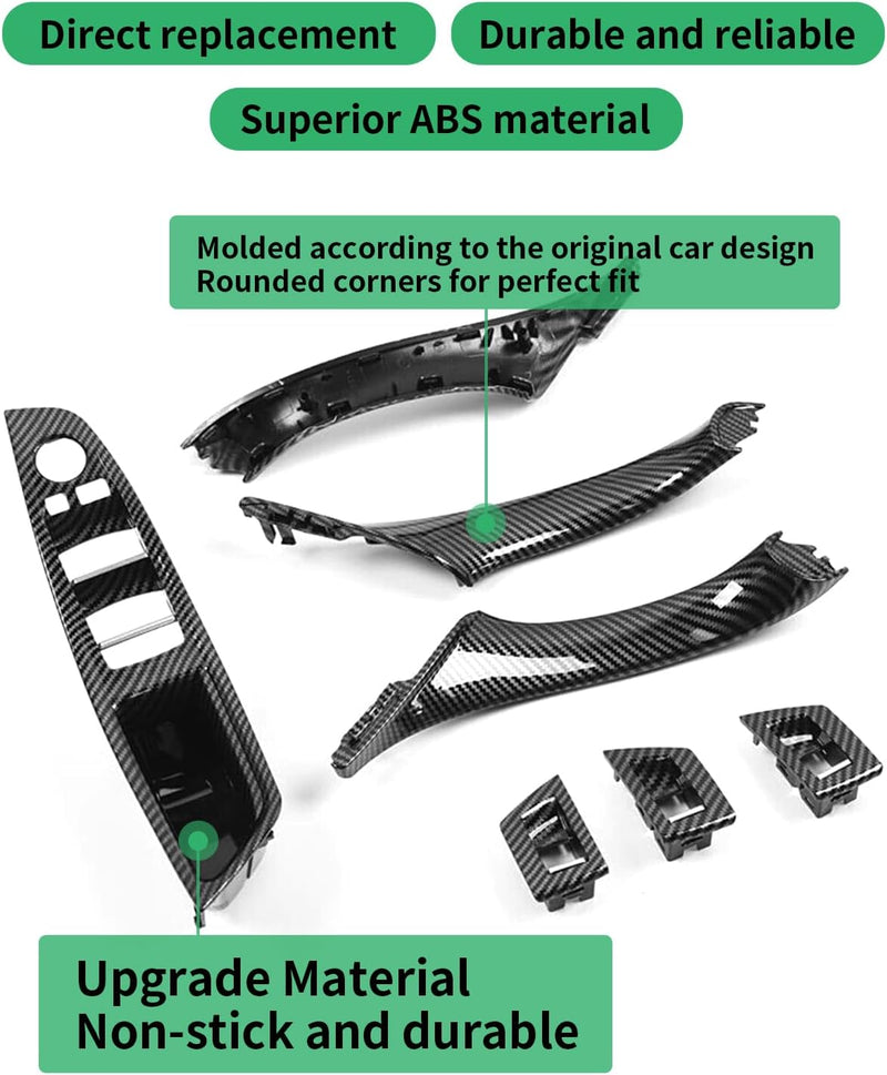 SHSBSCAR 7PCS Türgriff Kit für BMW 5er F10 F11 520 530,Fahrer Seite Fensterschalter Armlehne + Beifa