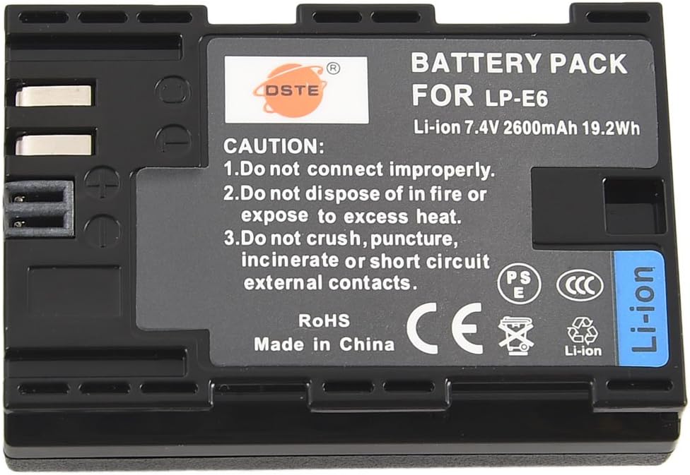 DSTE 2-Stücke Batterie Akku und 2-Kanäle Dual USB Quick Ladegerät Kit für Canon LP-E6 LP-E6N EOS 5D