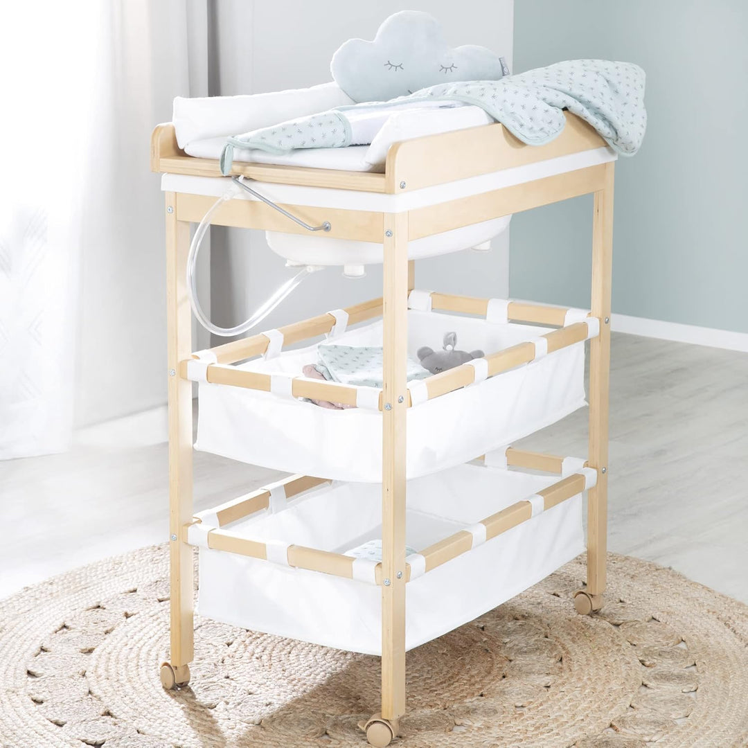 roba Bade Wickel Kombi Baby Pool - Wickeltisch klappbar mit integrierter Badewanne - Mobile Kombinat