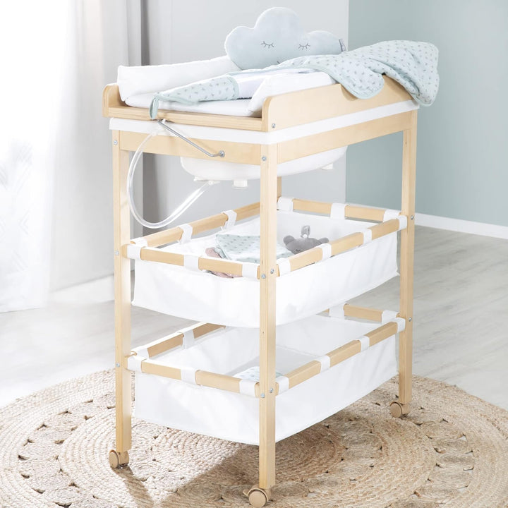 roba Bade Wickel Kombi Baby Pool - Wickeltisch klappbar mit integrierter Badewanne - Mobile Kombinat