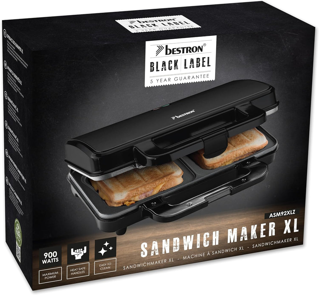 Bestron XL Sandwichmaker, Sandwich-Toaster für 2 Sandwiches in Muschelform, ideal für American Sandw