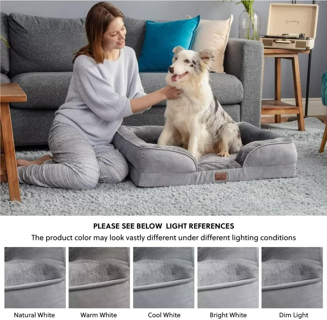 Bedsure orthopädisches Hundebett Ergonomisches Hundesofa - 89x63 cm Hundecouch mit eierförmiger Kist