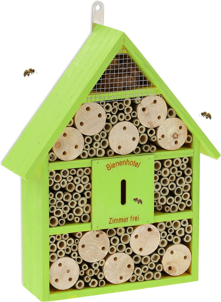 Relaxdays Bienenhotel, Nisthilfe Wildbienen, Garten, Balkon, Insektenhotel zum Aufhängen, Holz, HBT