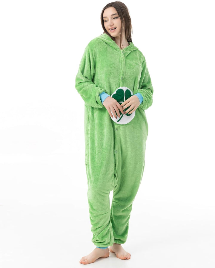 Katara 1744 - Glücksbärchi Onesie Kleeblatt-Kostüm, Lucky Bär, Party, Karnevals-Kostüm, Verkleidung