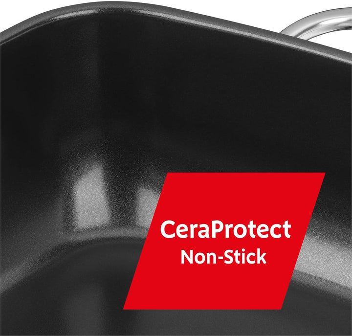 Silit Studio Bräter mit Deckel backofengeeignet, 29 x 29 x 10 cm, Schmortopf Induktion, Edelstahl be