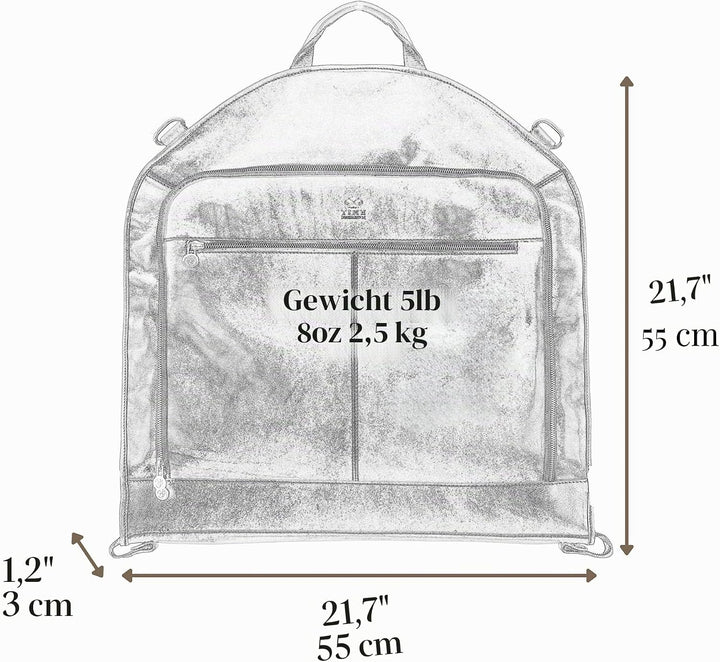 Kleidersack aus Leder - Anzugtasche - Echtleder Schutzhülle Kleidung - Kleidersack Atmungsaktiv - Kl