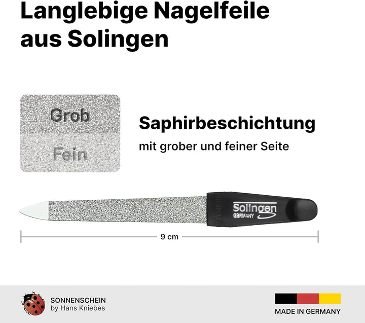 Sonnenschein by Hans Kniebes - Maniküre Set 2-teilig - Nagelknipser und Nagelfeile - Kompaktes Etui