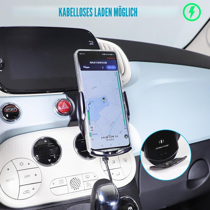 METYOUCAR Handyhalter fürs Auto für Fiat 500 2007-2016-2024 - Rotierbar - Fester Halter für iPhone A