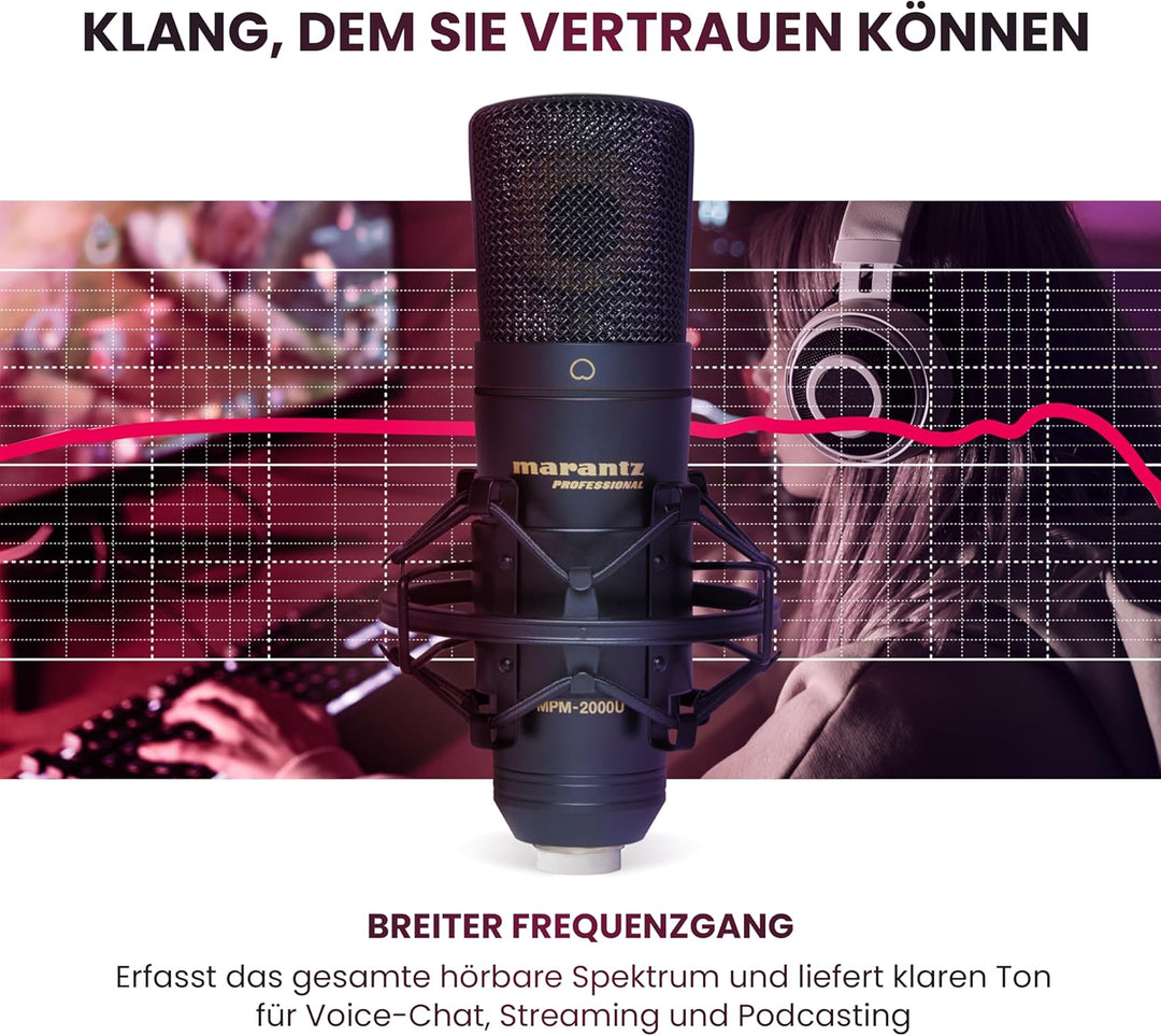 Marantz Professional MPM-2000U - USB-Kondensatormikrofon für Gaming, Streaming, Podcasting und PC/Ma