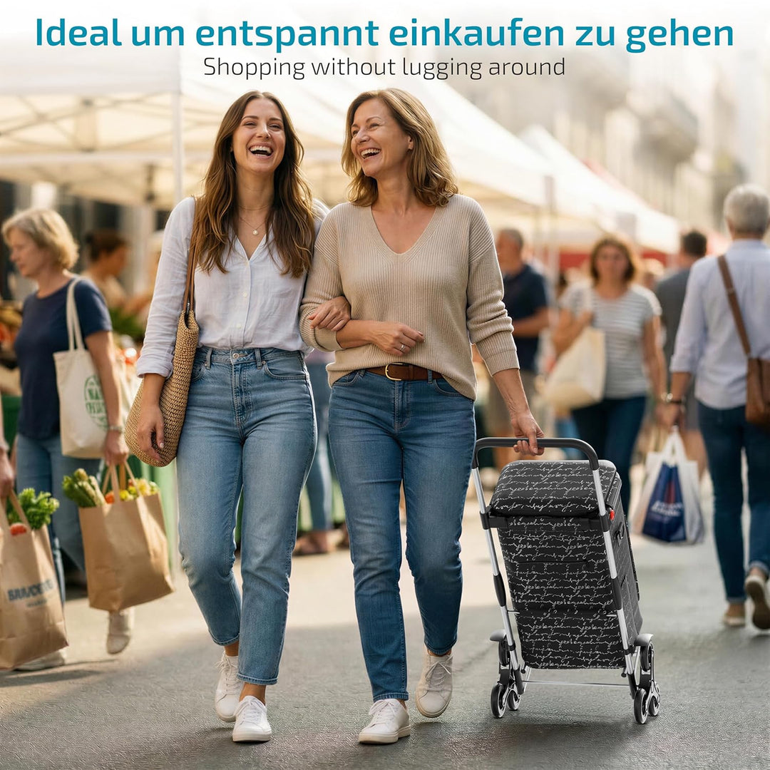 Rubberneck Einkaufstrolley - Klappbarer Einkaufswagen - Kühlfach - Höhenverstellbarer Griff -, Schwa