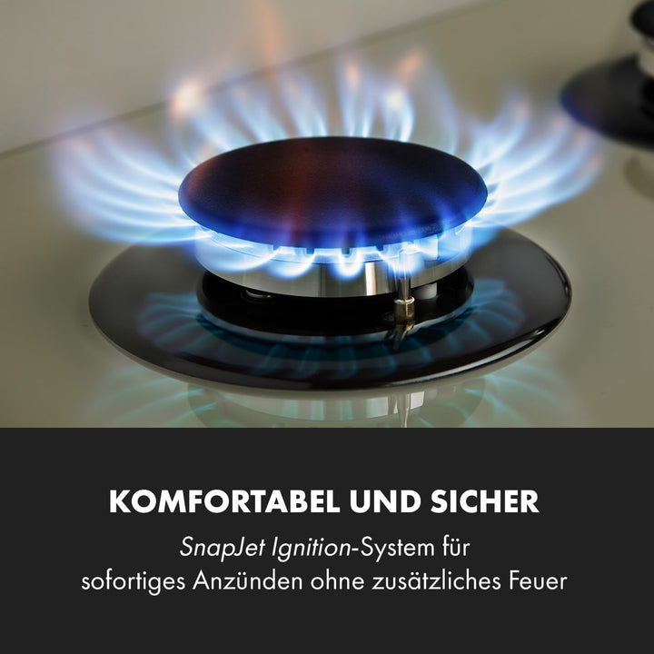 Klarstein Victoria - Gaskochfeld Gasherd, Einbau, Sabaf-Brenner, Erdgas/Propangas, Sicherheitsventil