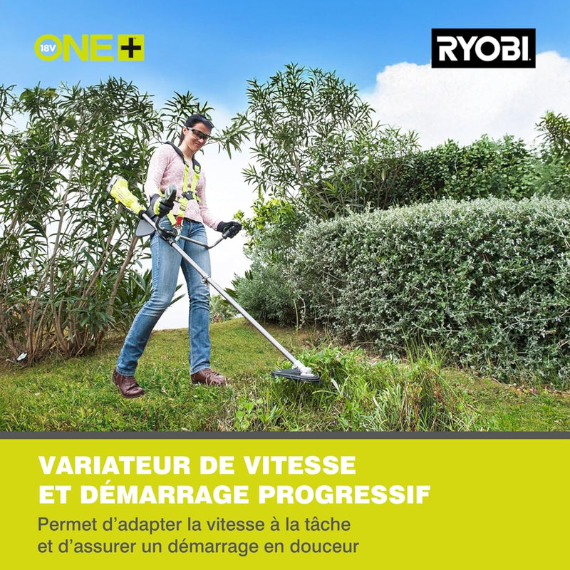 Ryobi Akku Rasentrimmer (Sense mit Akku 4,0 Ah 18V, Schnittbreite 30 cm, mit Ladegerät, Multifunktio
