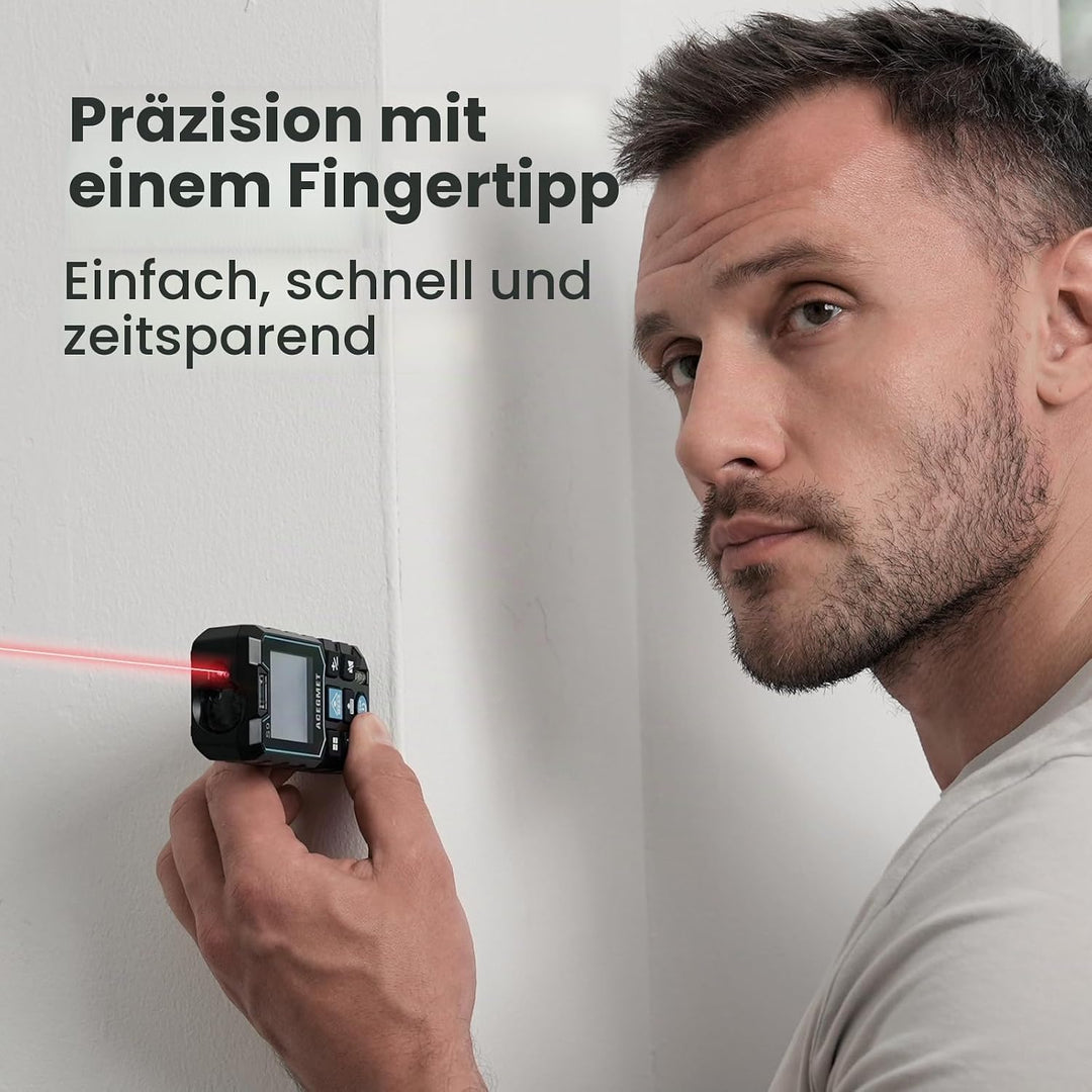 ACEGMET Laser-Entfernungsmesser Smartphone-App,Reichweite, 2 Wasserwaagen, Bluetooth,LCD-Display mit
