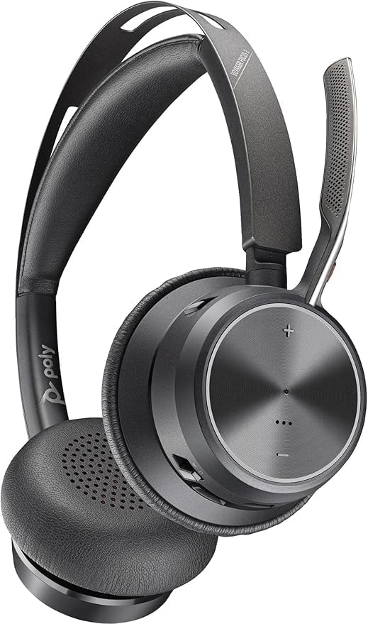 POLY Voyager Focus 2 USB-C Headset und USB-C/A Adapter – Bluetooth, ANC, Acoustic Fence Technologie,