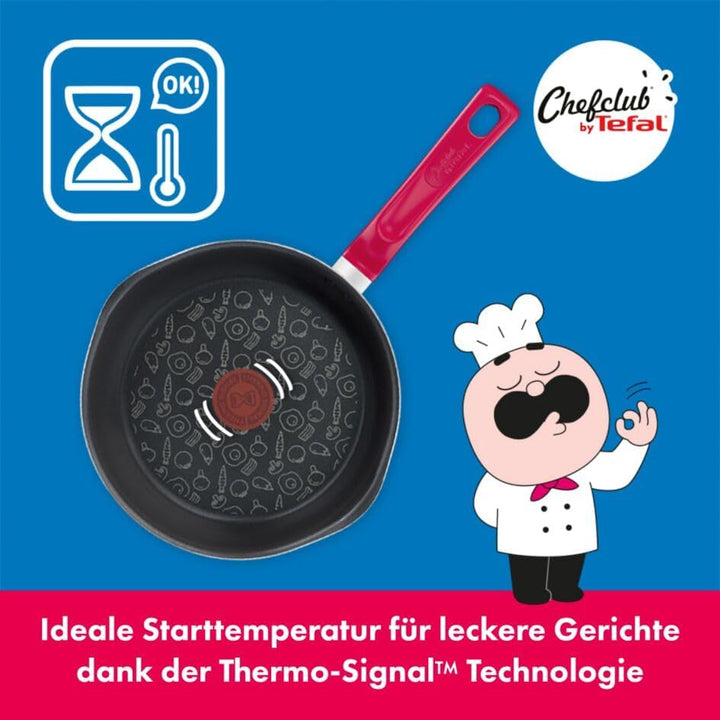 Tefal G80622 Chefclub Stielkasserolle 16 cm + Glasdeckel | Titanium Antihaftversiegelung | Thermo-Si