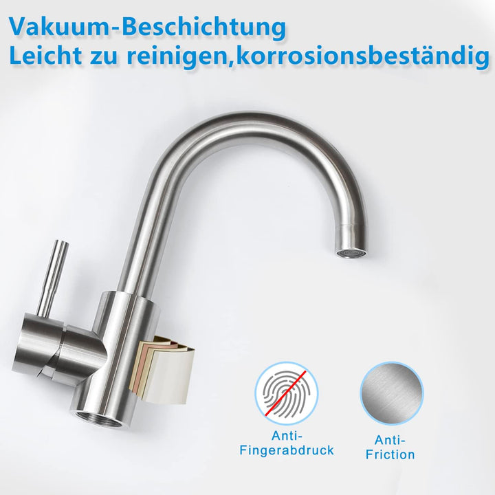 Mursche Wasserhahn Bad Waschtischarmatur Waschbecken - Armatur 360°Drehbar Kaltwasserhahn Hochdruck