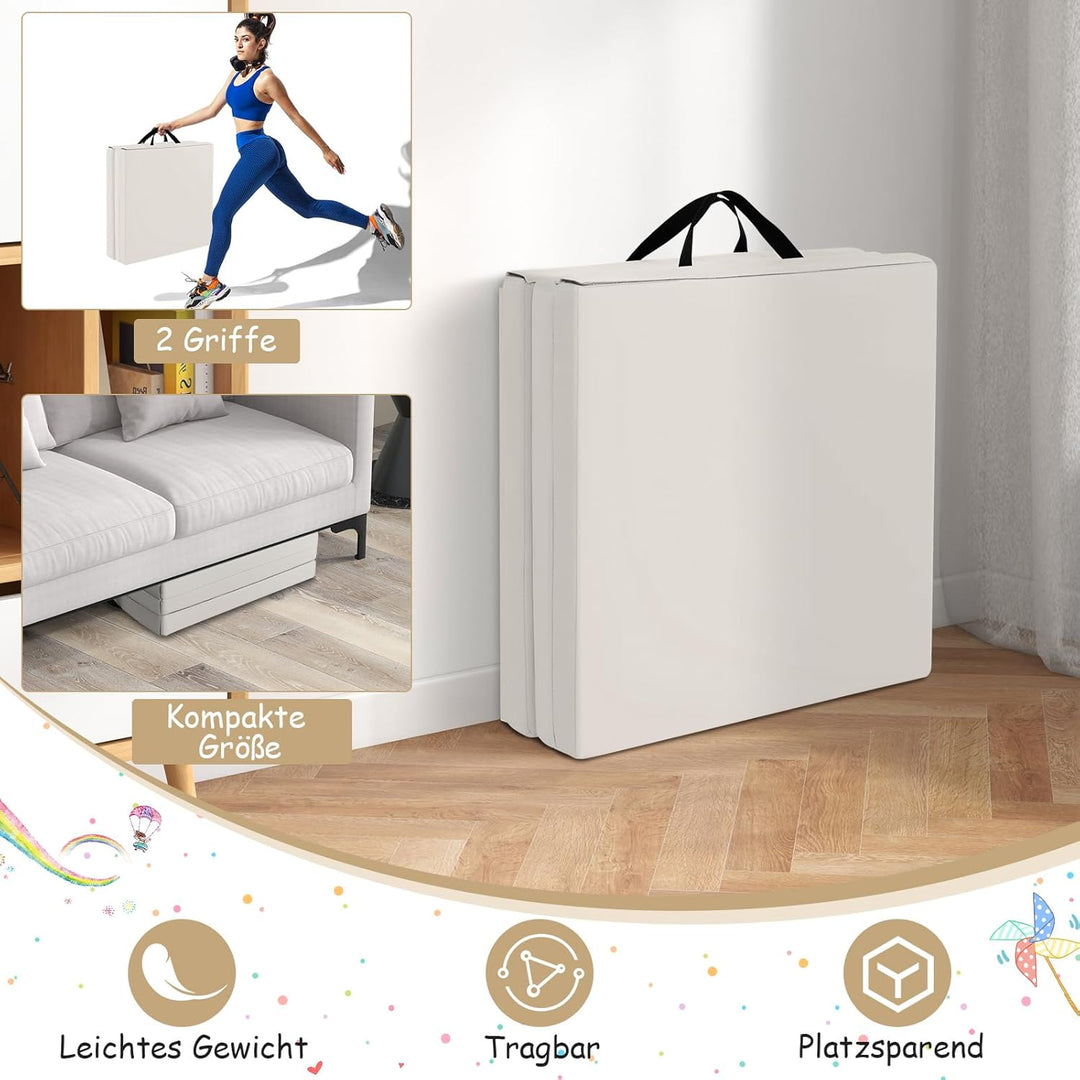 COSTWAY 180 x 60 x 5 cm Weichbodenmatte klappbar, Gymnastikmatte tragbar, Yogamatte wasserabweisend,