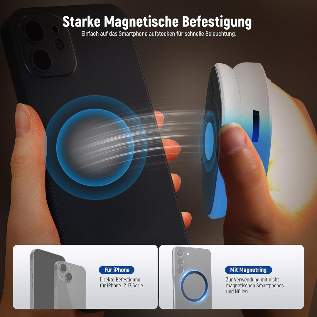 NEEWER Basics Magnetisches Selfie Licht kompatibel mit MagSafe iPhone, 2W zweifarbiges kleines LED T