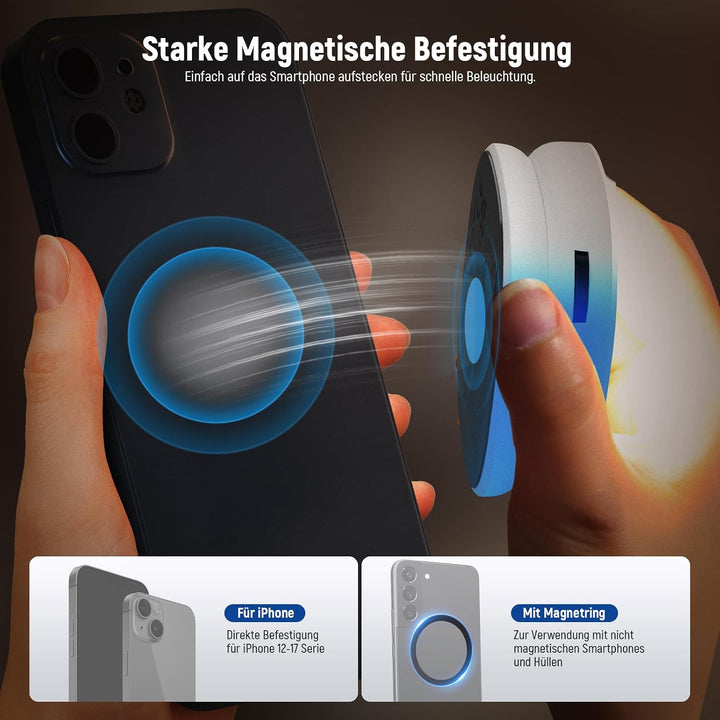 NEEWER Basics Magnetisches Selfie Licht kompatibel mit MagSafe iPhone, 2W zweifarbiges kleines LED T