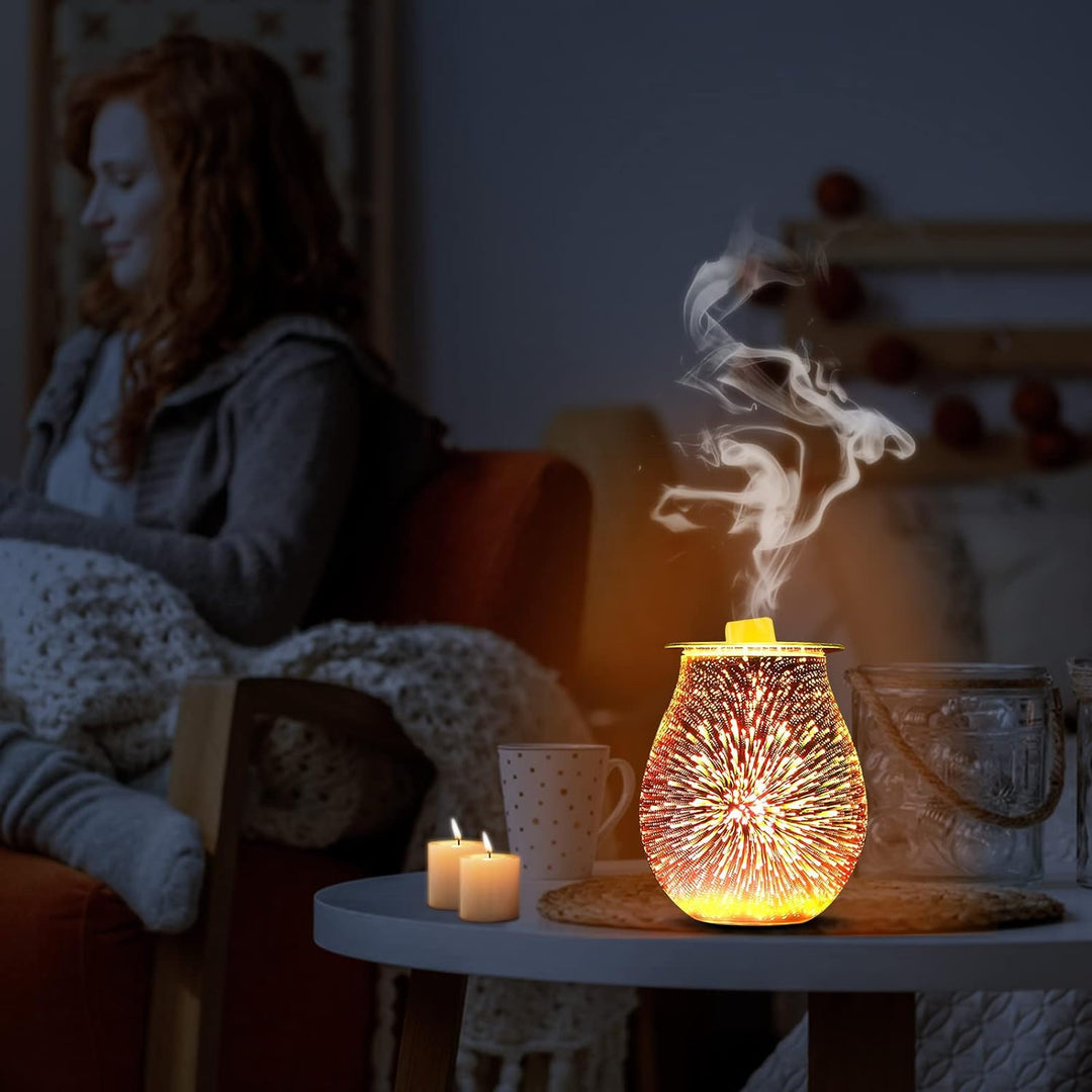 Elektrische Duftlampe, YUNYODA 3D Glas Aroma Lampe Wachsbrenner, Ölbrenner Wachs Schmelzbrenner Wärm