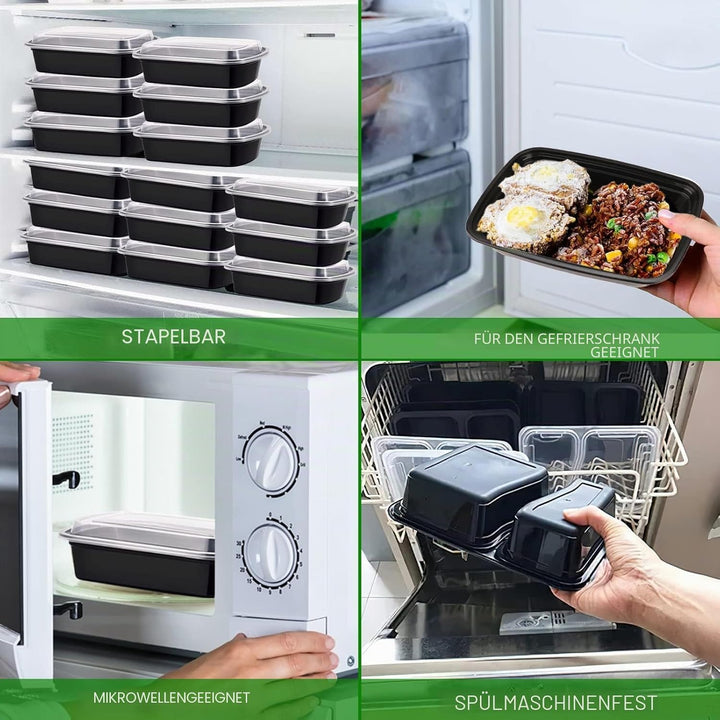 KINGHON 2 Fächer Meal Prep Container, Kunststoff Bento Lunchbox mit Luftdichten Deckel, BPA Frei Wie