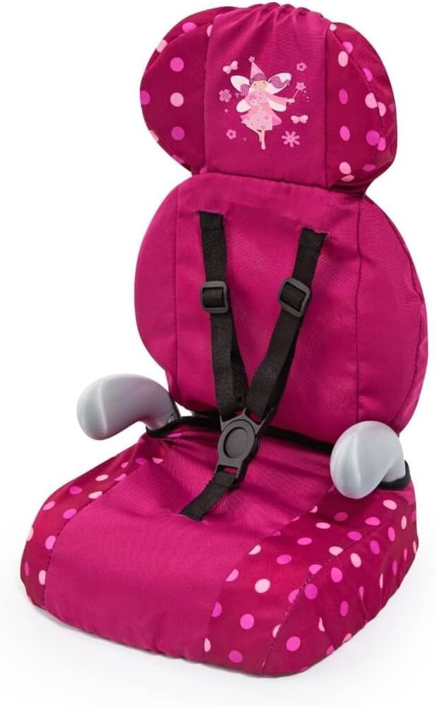 Bayer Design 67567AA Deluxe Puppen-Autositz, Puppensitz, Puppenzubehör, mit Gurt, Bordeaux, Fee mit