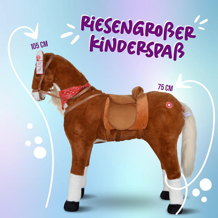 XXL Plüschpferd 105cm - Elsa, das riesige Reitpferd für Kinder, tolles Stehpferd zum Draufsitzen ink
