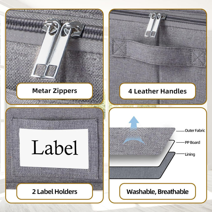 Yawinhe Faltbarer Unterbett-Aufbewahrungskorb mit Deckel, Aufbewahrungstasche Unterbettkommode mit L