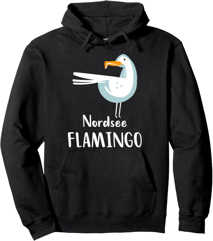 Nordsee Flamingo Möwe Strand Urlaub Meer Küste Leuchtturm Pullover Hoodie