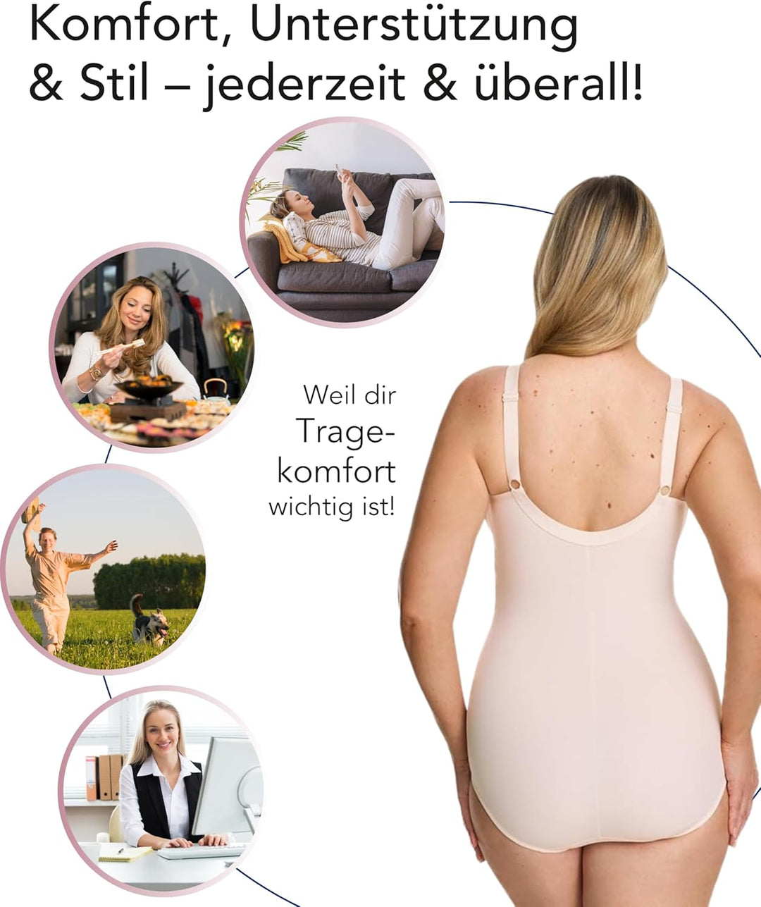 SUSA Body ohne Bügel Latina I Body Shapewear Damen stark formend I Frauen Mieder I Softer Bodysuit m
