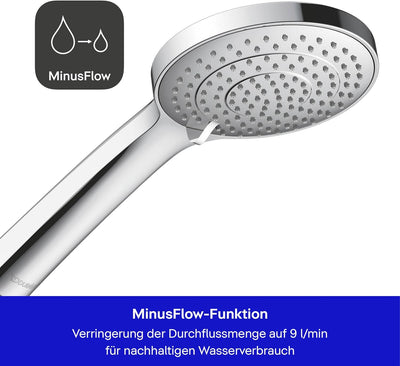 Duravit Universal Brauseset, wassersparende Handbrause rund ((Ø 110 mm), Wandanschlussbogen, flexibl