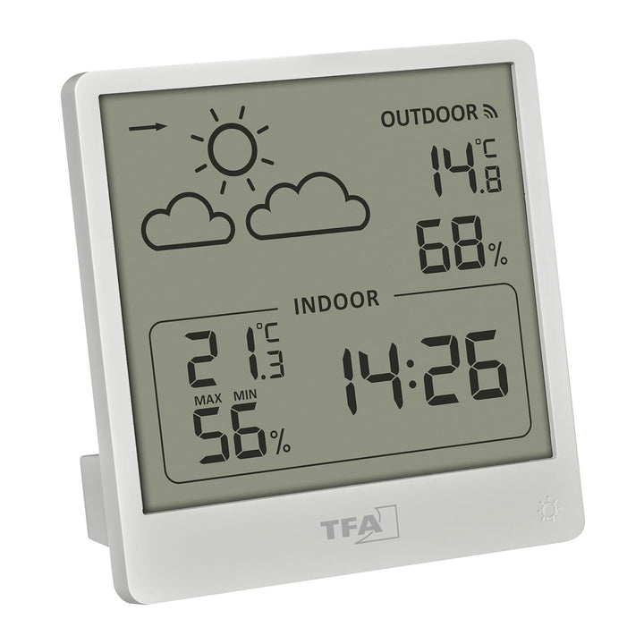 TFA Dostmann Cleo Funk Wetterstation innen und aussen, 35.1176.02, mit Aussensensor, Temperatur und