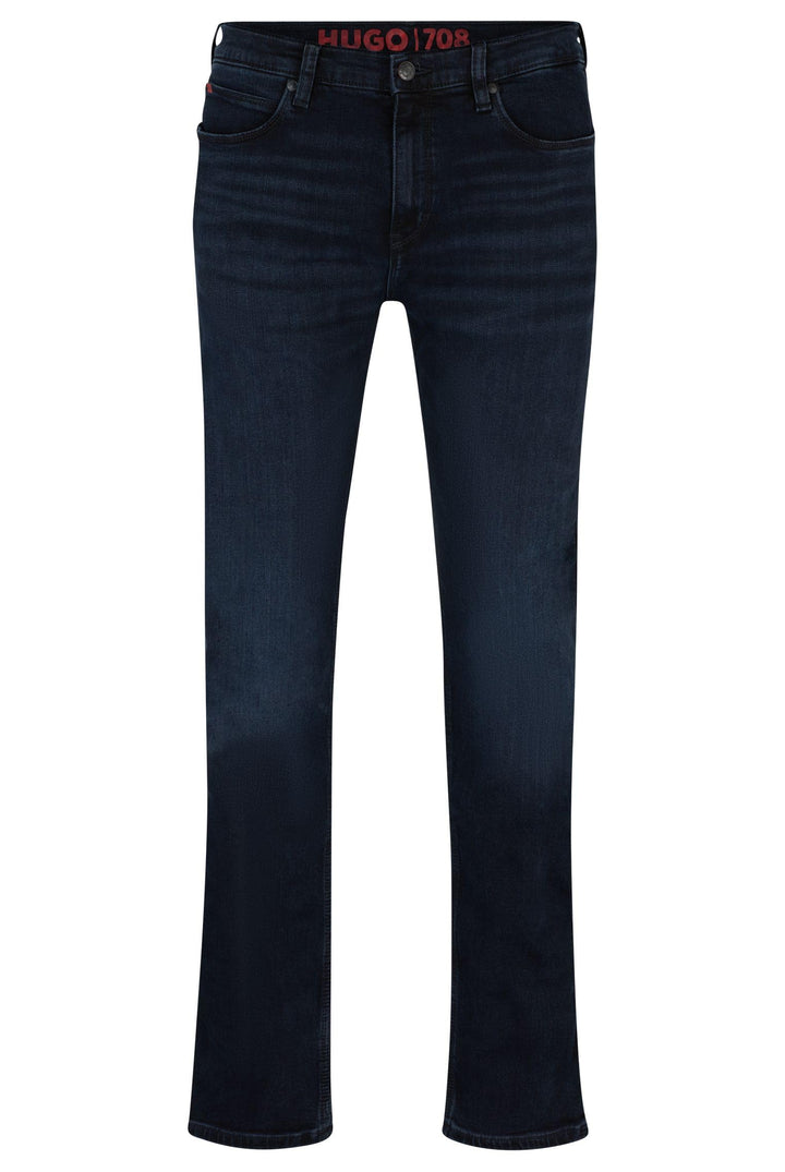 HUGO Herren 708 Slim-Fit Jeans aus schwarzblauem Stretch-Denim 38W / 32L Navy410, 38W / 32L Navy410