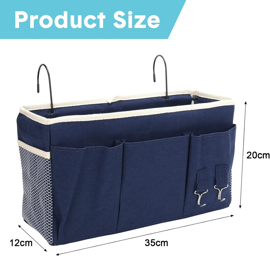 2 Pack Nachttisch-Hängeaufbewahrung Hängeorganizer mit 3 Fächern, Bett Organizer zum Einhängen, Häng